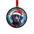 Labrador Black in Santa Hat Suncatcher Decoration